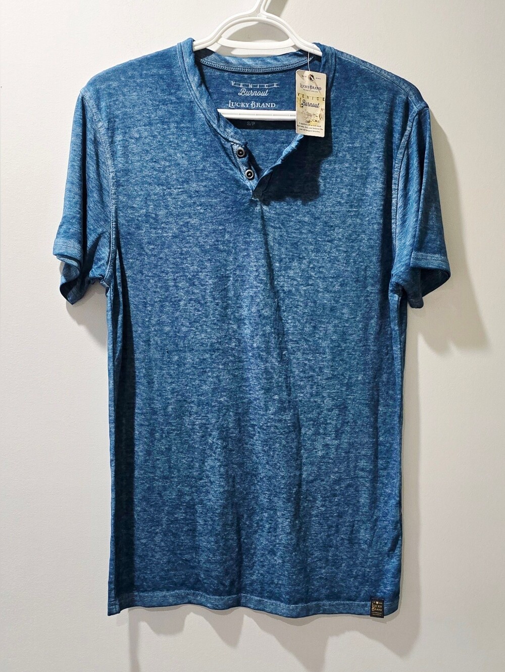NEW! Lucky Brand Venice Burnout Men's Henley Shirt Top Size S